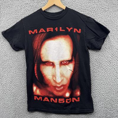 Футболка Marilyn Manson Мужская Маленькая Черная Больше Сатаны Группа Графический Метал