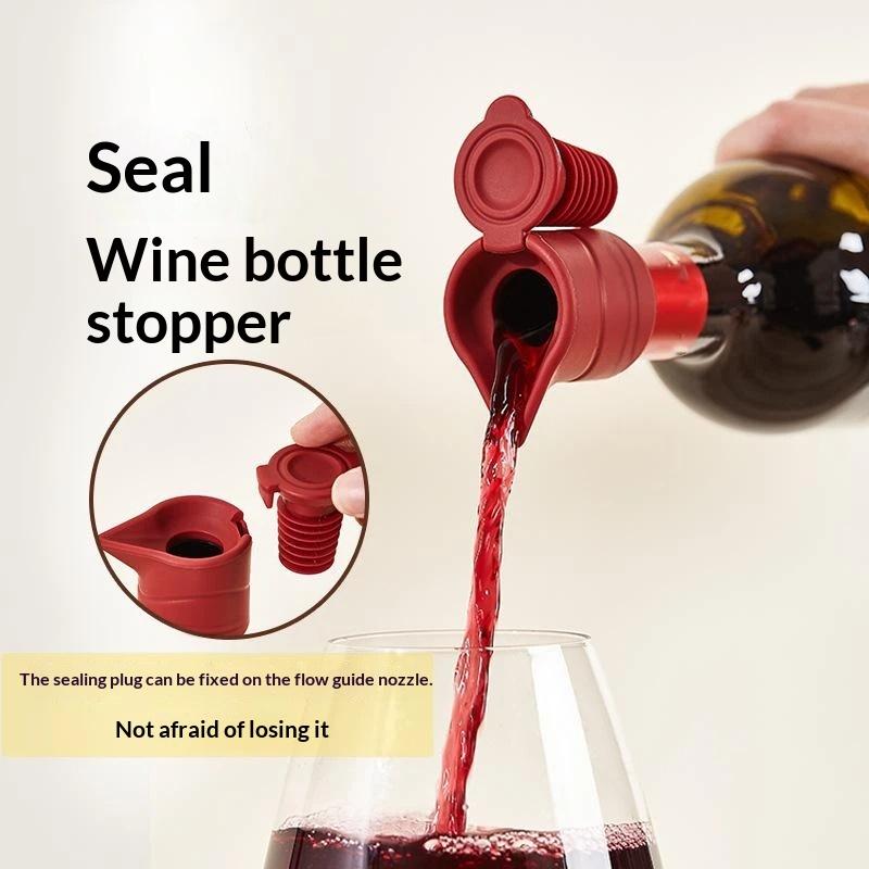Reusable Silicone Wine Bottle Stopper Leak-Proof Anti-Lost Spout Food Safe Sealer for Home Bar Kitchen Daily Use