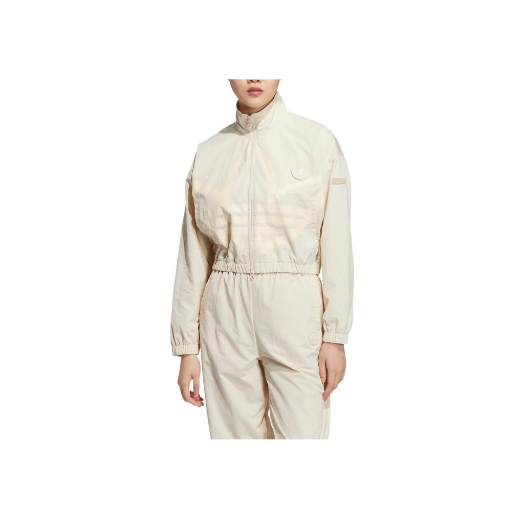 adidas Originals FW22 Куртка повседневная с воротником-стойкой и логотипом Trefoil Женская Цвет: молочно-белый HS1938