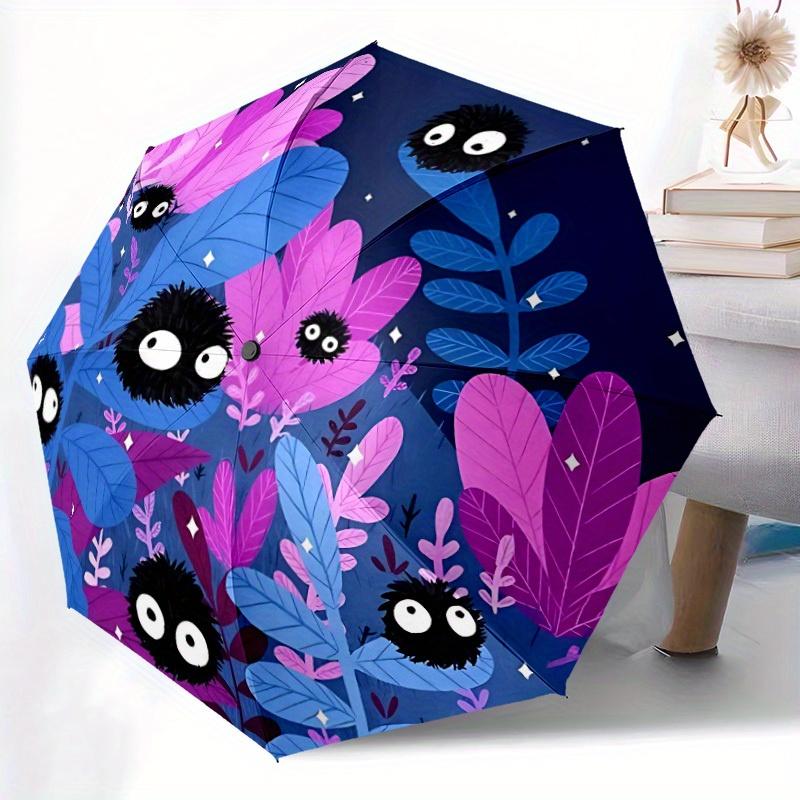 1pc Soot Sprites Fantasy Forest Auto Open/Close Cute Umbrella, Portable Folding Umbrella for Travel, Themed Events, It is suitable as a gift for vario