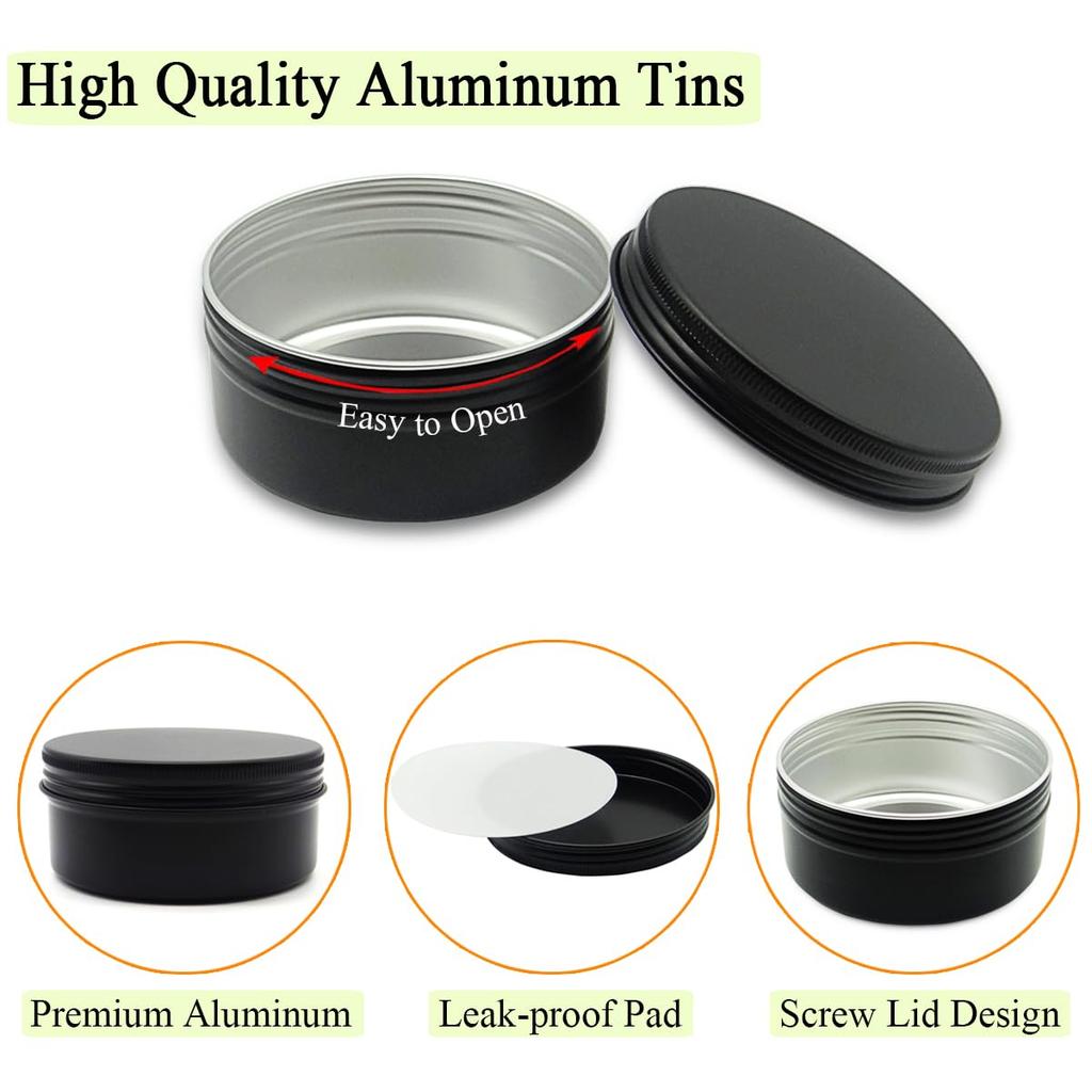 Wopanxye 6 упаковок по 5 унций, черная алюминиевая банка, косметический крем, тени для век, мазь, блеск для губ, чайная свеча, многоразовый контейнер, банки для краски, алюминиевая банка