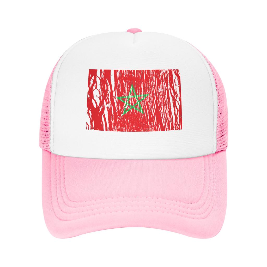 Adult Morocco Moroccan National Flag Trucker Cap Hip-Hop Mesh Baseball Caps Polyester Hat Sun Hat Adjustable Racing Cap Summer