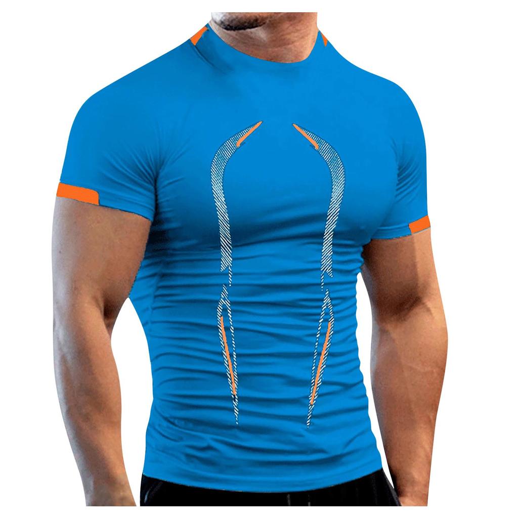 Летняя мужская фитнес-спортивная тренировка, дышащая, с короткими рукавами, европейского размера, быстросохнущая одежда, мужская спортивная модная футболка с короткими рукавами