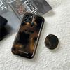 Роскошный чехол-держатель из янтарной черепаховой расцветки для iphone 16 Pro 15 14 11 12 13 Pro Max INS Корейская девушка Мягкий чехол Новый Стильный Ракушка