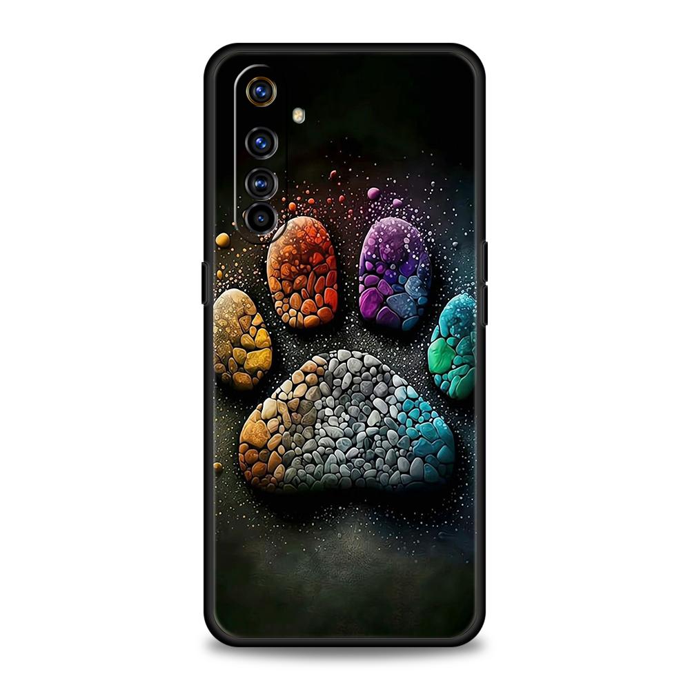 Милый Чехол для Телефона с Отпечатком Лапы Собаки для Realme 8 9 Pro Plus 8i 9i 6 7 GT2 C21 C25 C3 C11 11 Pro 5G Plus Ударопрочный Силиконовый Чехол
