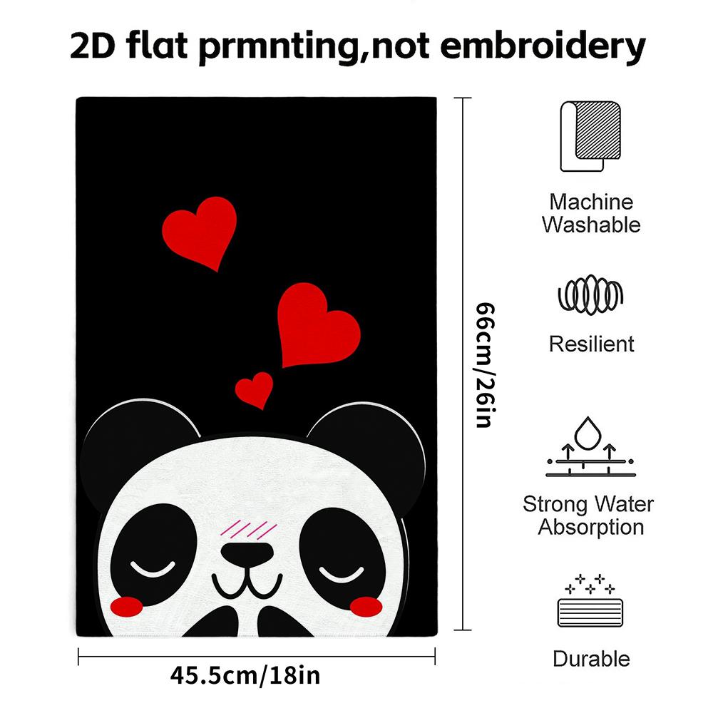 Blushing Panda Absorbent Bath Towel, Lovely Heart Cartoon Shower Towel