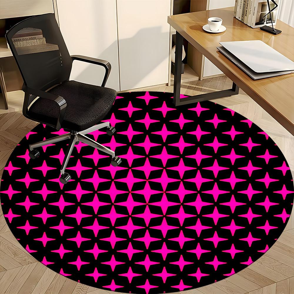 1pc Pink Stars Pattern Chair Carpet for Office Non Slip, Machine Washable Rug for Office, Room Holiday Decor for Christmas, Birthday Polyester