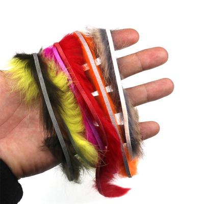 6 шт. разных цветов, 3 мм узкие полоски Zonker, полоски для зайца-кролика, материал для вязания мух, розовый, красный, оранжевый, желтый, зеленый, натуральный