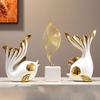 3x Fish Statue Set Tabletop Ornaments Chinese Feng Shui Decor Modern, Ceramic, Prosperity Sculptures