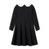 LSMUDKINGDOM Formal Round Long for Size 120 Dress, Kids' Collar, Flared, Sleeve, Black, Girls,