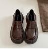 Fashion Commuter Black French Platform Small Leather Shoes Women's 2025 New Autumn and Winter One-pedal British Style Loafers