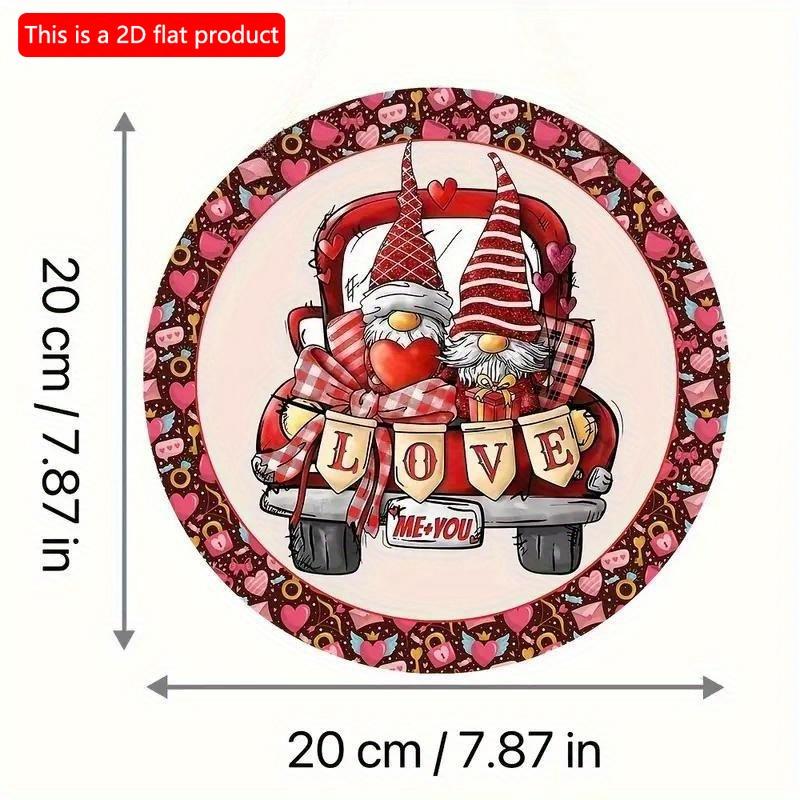 2D Плоская 20*20см, Домашнее украшение на День святого Валентина, Креативное деревянное круглое украшение-гном для Дня святого Валентина, для дома, кафе, отеля, бара.