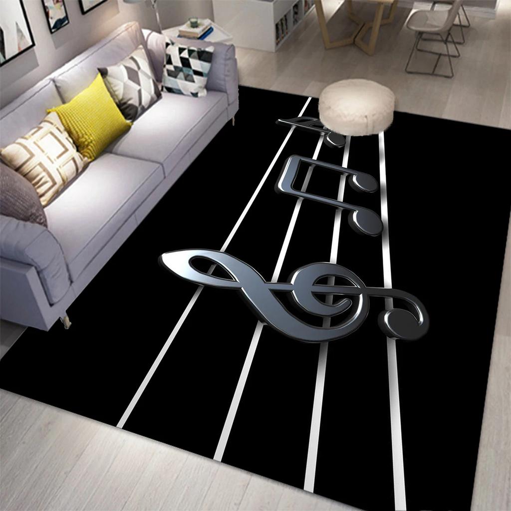 Music Note Carpet for Living Room Bedroom Hallway Balcony Entrance Doormat Floor Mat Large Soft Anti-slip Area Rug Home Decor