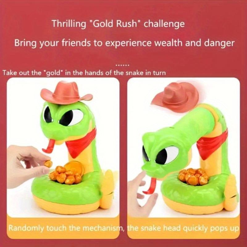 Kids Electric Rattlesnake Toy Battery Powered Desktop Trick Game with Cartoon Snake,Cowboy Hat Treasure Coins,Interactive Sound Effects for Christmas