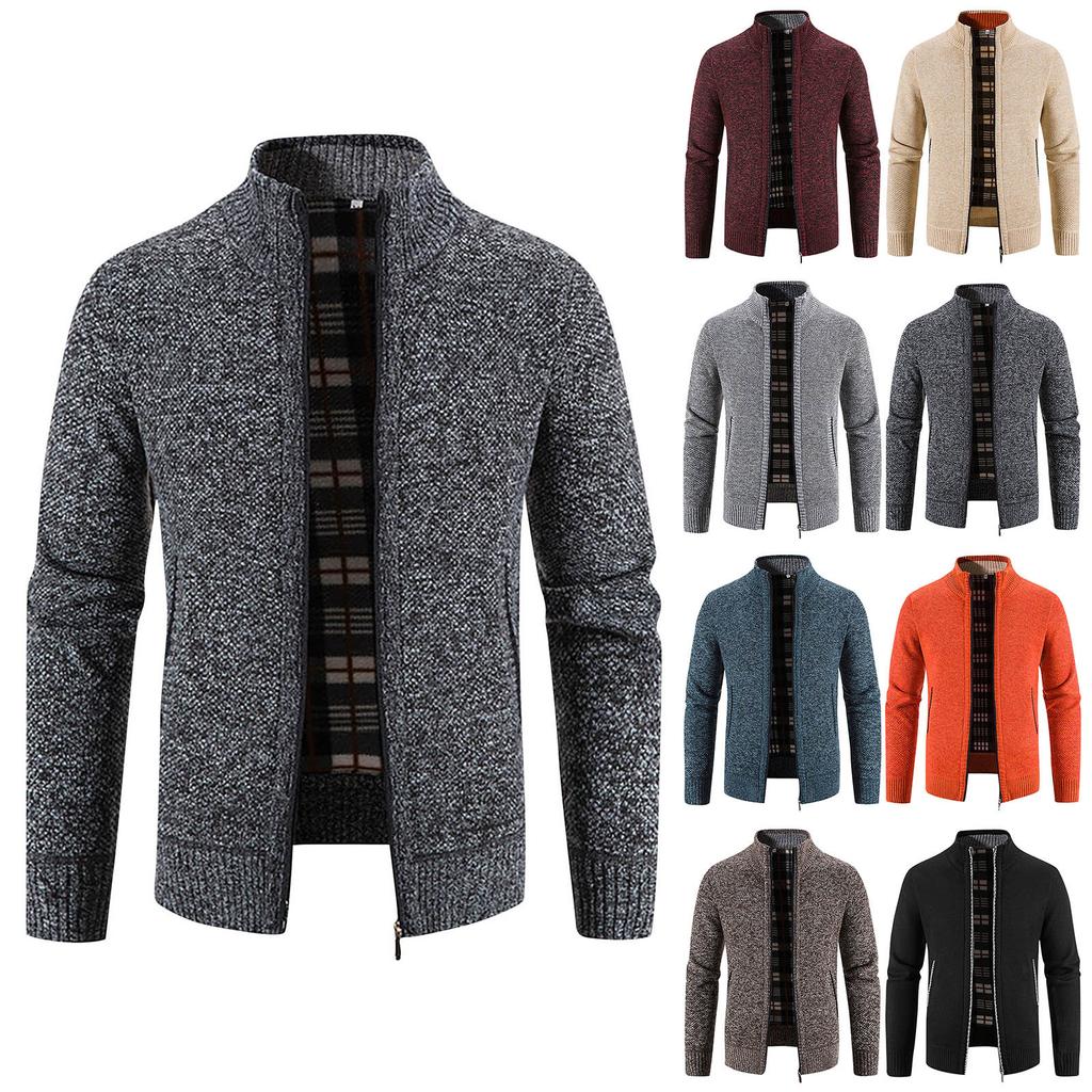 And Winter Men's Fashion Loose Cardigan Warm Jacket Sweater Stand Collar Knitting Coat