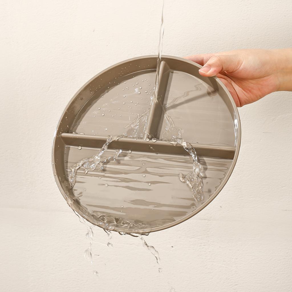 Круглая пластиковая тарелка для ужина с отделениями, пригодная для микроволновой печи, тарелка для салата, фруктов, еды, блюдо для женщин, контроль диеты, кухонная посуда