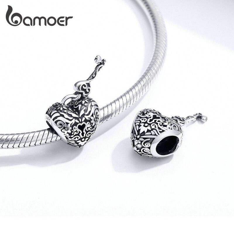 Подвеска BAMOER Heart Lock и Key Girl Power для оригинального браслета, подвеска из стерлингового серебра 925 пробы
