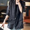 Suit Jacket Cotton Women Spring Autumn Slim Versatile Skeleton Casual Button Cardigan Tweed Lapel Cardigan Suit
