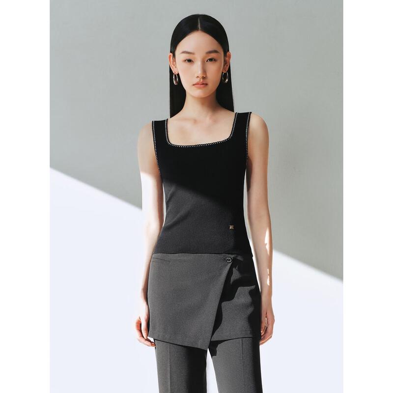 Женский контрастный трикотажный жилет с квадратным вырезом PEACEBIRD