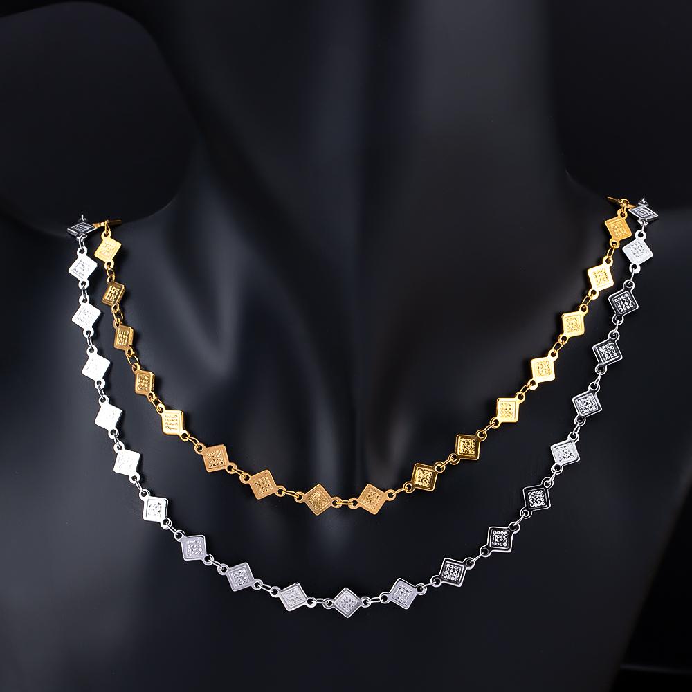 1M Stainless Steel Printed Dot Striped Square Necklace Chain Geometry Link Chains DIY Bracelet Accessory Jewelry Making Supplies
