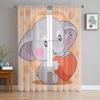 Cute Elephant And Red Heart Sheer Curtains For Bedroom Living Room Tulle Curtains For Kitchen Window Voile Curtains