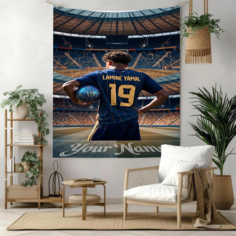 Lamin Yamal Custom Your Name Wall Decor Tapestry Art For Pet Memorial Birthdaywedding Party Backdrop Family Gift