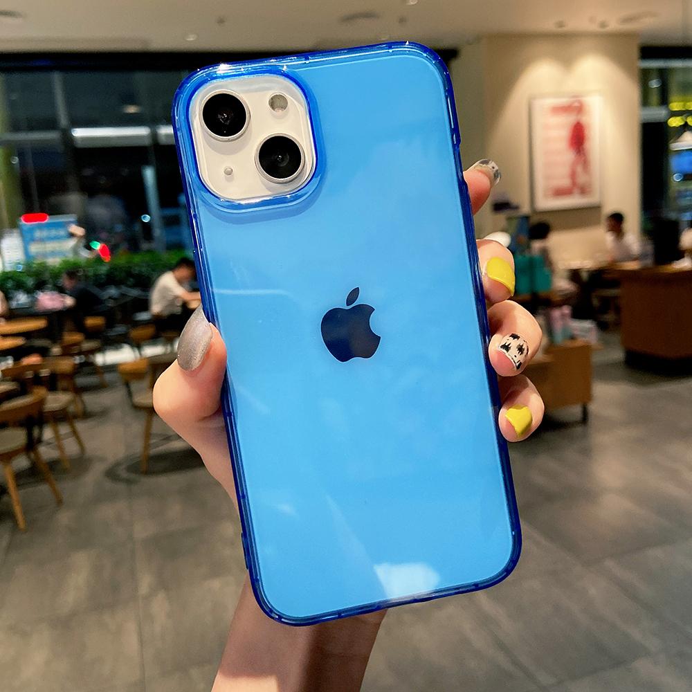 Светящийся неоновый цветной прозрачный чехол для телефона iPhone 17 16 15 14 Pro 11 12 13 Pro Max XR XS 8 Plus Мягкий ударопрочный чехол Coque