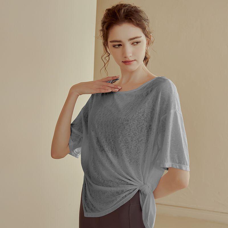 Дышащий топ для бега свободного кроя, легкая футболка для йоги, утягивающая тренировочная рубашка для женщин