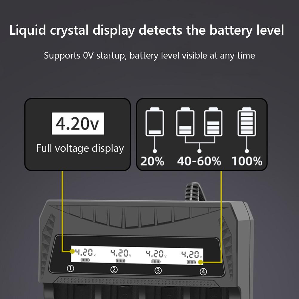 1/2/4 слота интеллектуальное зарядное устройство для аккумуляторов с ЖК-дисплеем USB-вход 18650 литий-ионное зарядное устройство для литий-ионных аккумуляторов 18650 4.2V