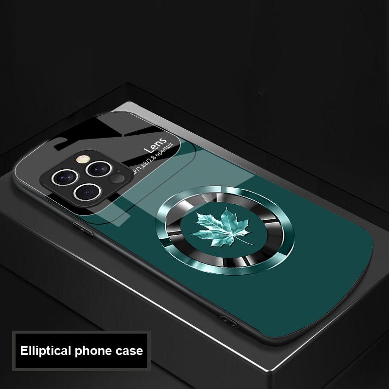Круглый Кленовый Лист Для IPhone 16 Pro Max 15 Pro 14 13 12 Mini 11 XS Max XR 7 8 Plus SE 2022 Эллиптический Стеклянный Чехол Для Телефона