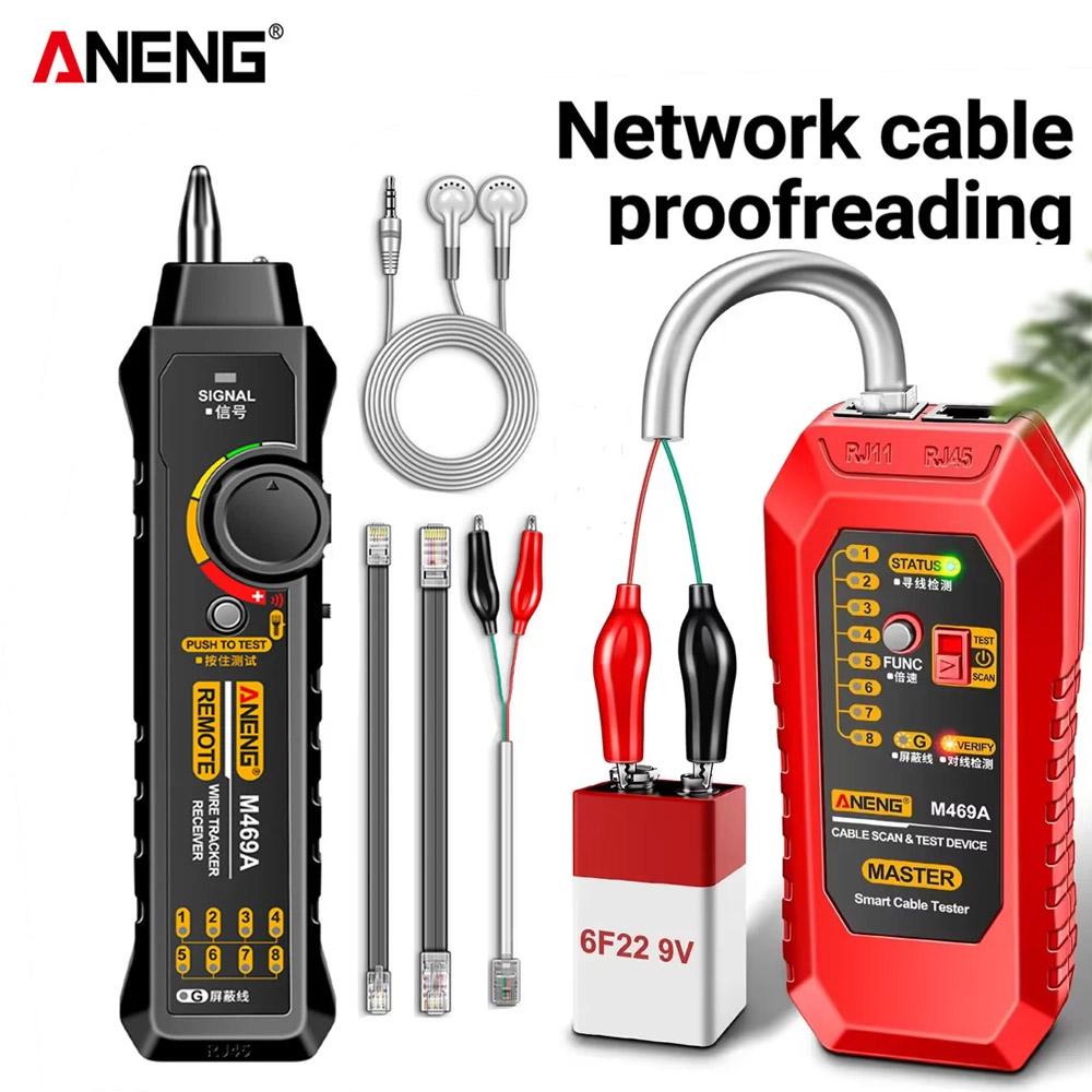New Network Cable Tester ANENG Networking Analyzer M469A RJ45 RJ11 Telephone Line Network Wire Detector Tracker Measure Cables Tool Adjustable Volume