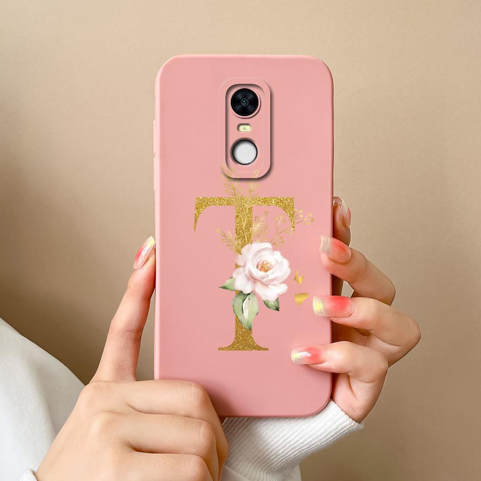 Для Redmi 5 Plus Note5 Чехлы Блестящие Буквы от A до Z Жидкий Силикон Противоударные Защитные Задние Крышки для Redmi5Plus Note5 Funda