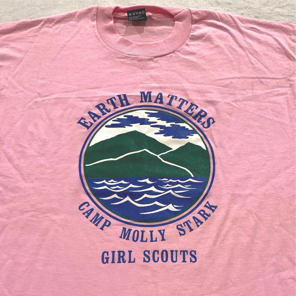 Винтаж 80-х EARTH MATTERS CAMP MOLLY STARK ДЕВОЧКИ-СКАУТЫ Футболка XL мягкая парк Вермонта