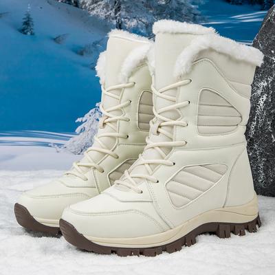 MCTIN женские белые зимние сапоги зимние плюшевые черные теплые сапоги до середины голени женские туфли из хлопка без застежек большие размеры 35-42