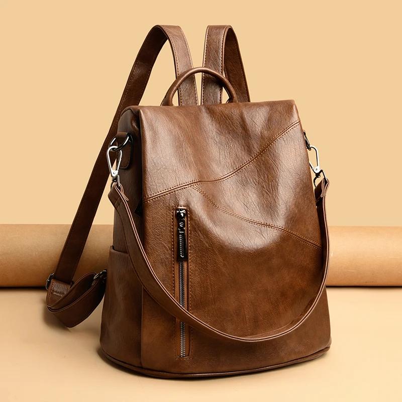 Solid Flap Feminine Pocket Backpacks High-quality Bags Large Capacity Internal Compartment Softback Hasp Fashion