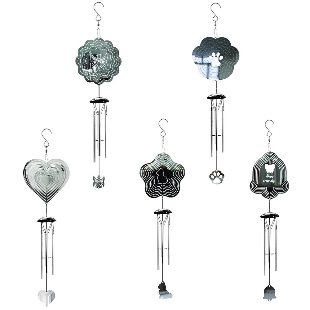 3D Rotating Wind Chimes Creative Metal Mirror Wind Spinner Pendant Garden Decoration Wind Spinner Home Decor Accessories