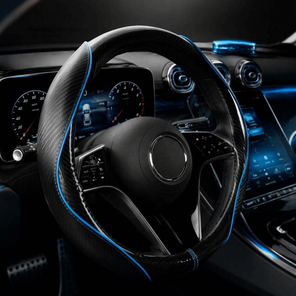 Leather Splicing Steering Wheel Cover Carbon Fiber Pattern Auto Steering Wheel Cover Car Interior
