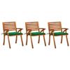 Day and Night - Day and Night Garden Dining Chairs with Cushions 3 Units Solid Acacia Wood