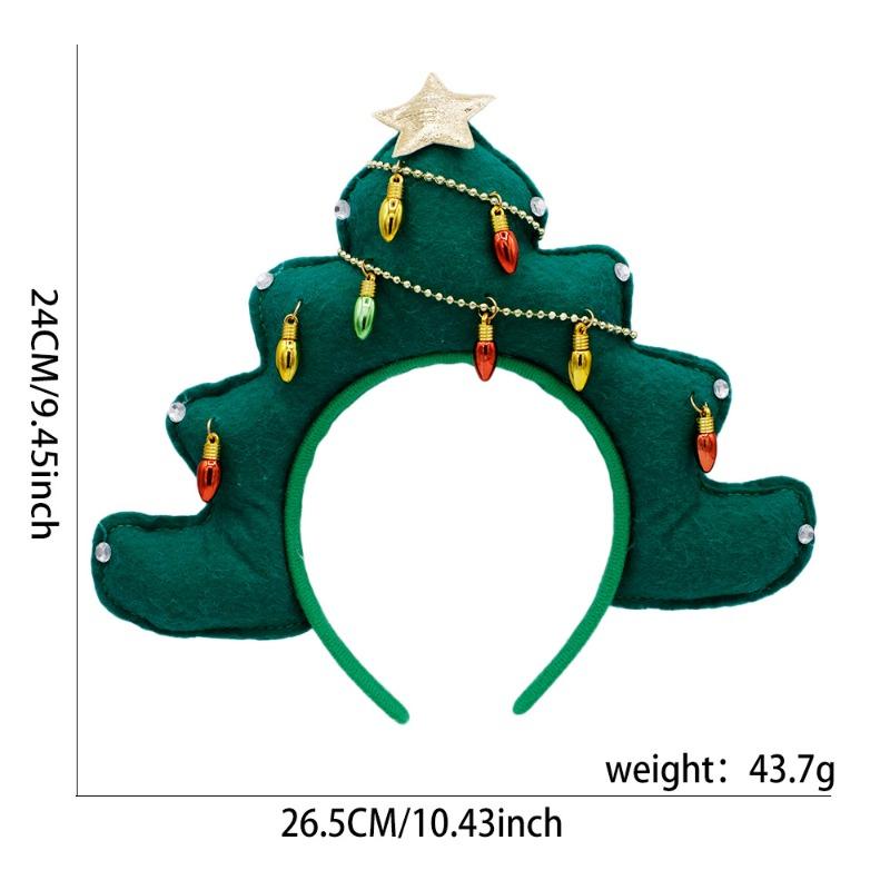 Christmas headband light beads pentagram green festive headband cotton filled Christmas tree