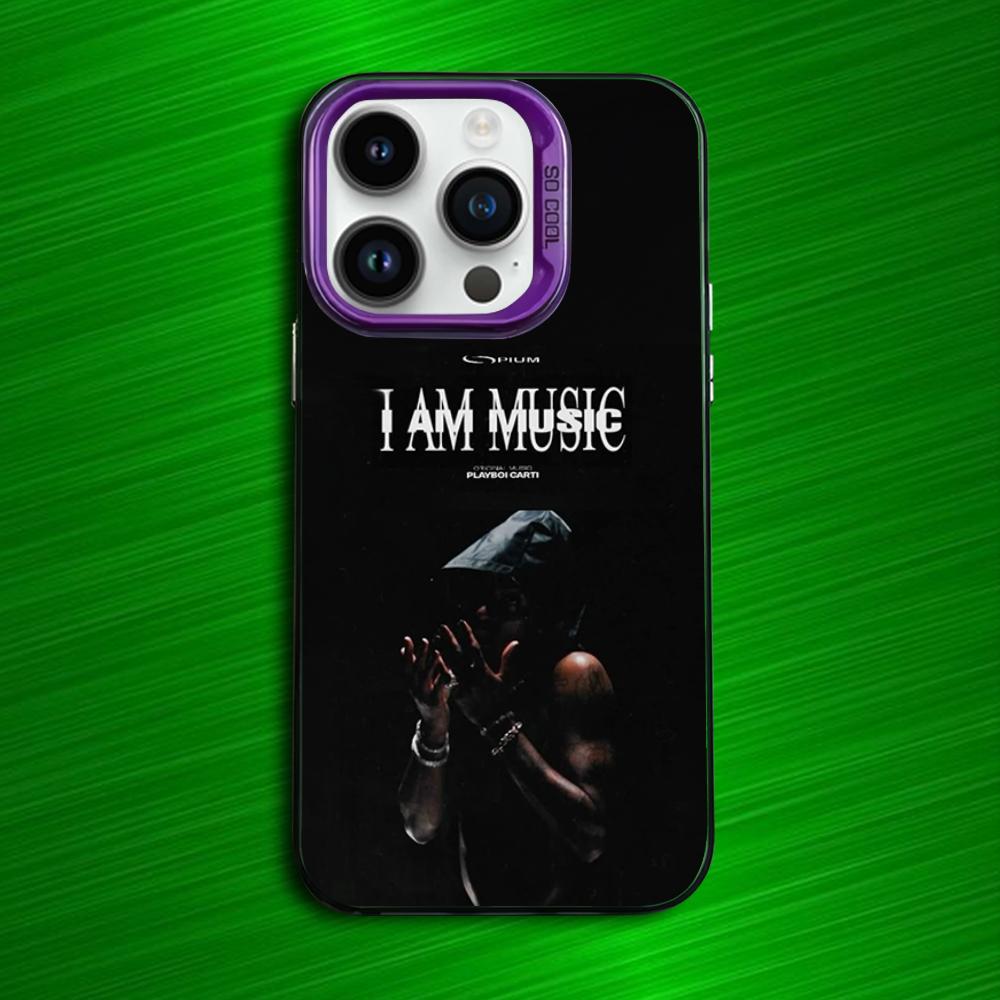 Я МУЗЫКА Чехол для телефона P-Playboi Carti Для iPhone 16,15,14,13,12,11,Mini,Pro,MAX Фиолетовый Матовый Силиконовый Чехол