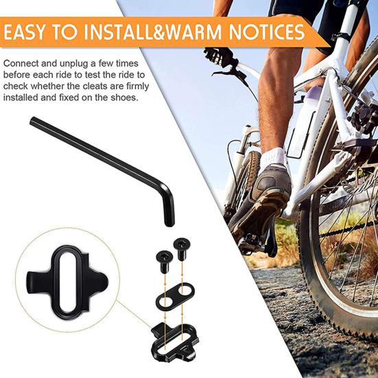 1 Set Bicycle Cycling Shoes Pedal Cleat with Hex Wrench MTB Mountain Road Bike Self-locking Pedal Cleats Replacement Bike Accessories