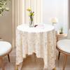White Lace Beaded Tablecloth Premium French Style Small Round Table Decorative Background Cloth Romantic Light Luxury Tablecloth