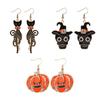 Halloween Earrings CZ Cats Pumpkin Black Skull Hat Patterns Dark Thanksgiving  Dangle Party Ear Hook Girls For Women