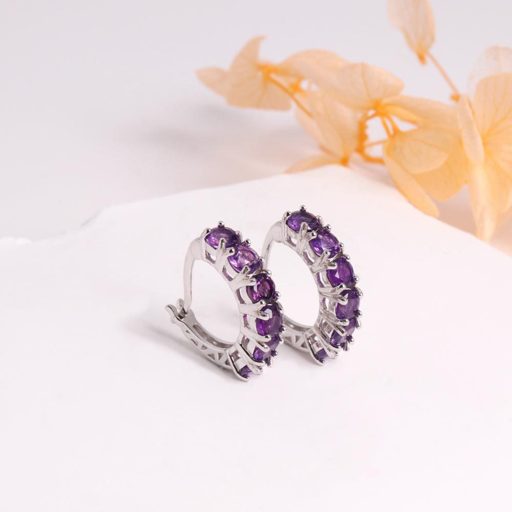 Exquisite Natural South African Amethyst Earrings 925 Sterling Silver Stylish Elegant Jewelry Gifts for Women and Girls
