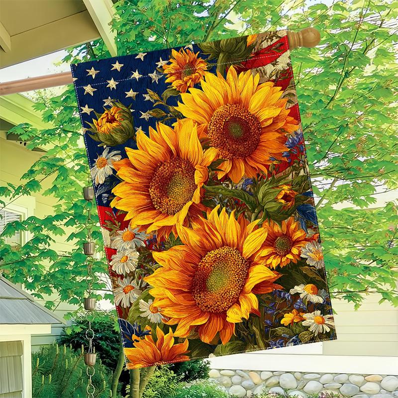 1pc Sunflower Independence Day Garden Flag_2 (7) Garden Decoration Double S, Home Decoration, Yard Decoration, Outdoor Decoration, Lawn Decoration, Fl