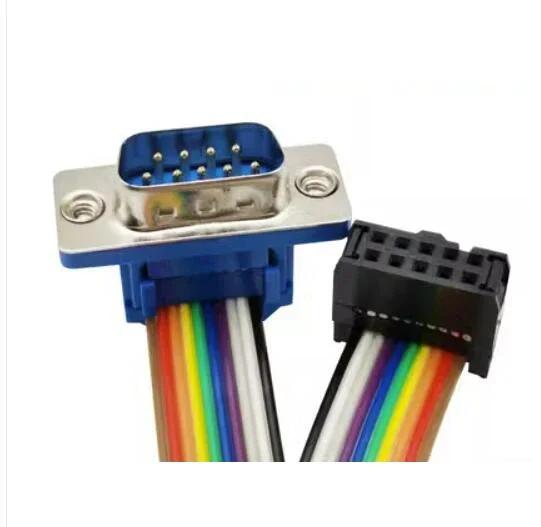 D-Sub DB9 9-контактный разъем-папа для FC-10P IDC Female 2,54 мм 10-контактный радужный / многоцветный плоский ленточный кабель