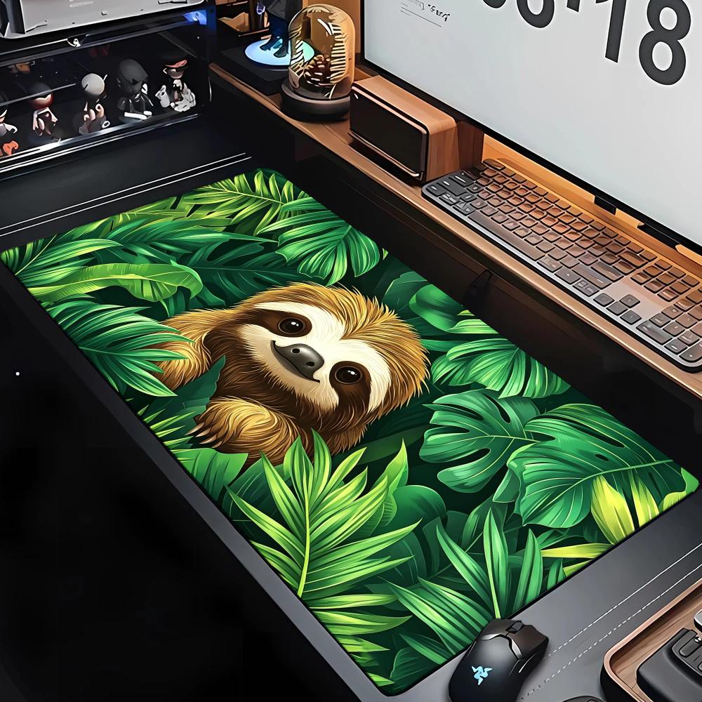 Cute Sloth Jungle Mouse Pad Large Computer Office Game Table Mat Rubber Anti-slip Stitched Edge Keyboard Mat 90x40 XXL Desk Pads