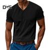 Мужская вельветовая футболка с V-образным вырезом, летняя трикотажная футболка с коротким рукавом, повседневный деловой топ для работы, отдыха, улицы