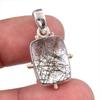Natural Black Rutile Gemstone 925 Solid Sterling Silver Gift Pendant 1.50" F1Y69