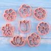 8Pcs/Set 3D Flower Shape Cookie Cutters Plastic Biscuit Mold Cookie Stamp DIY Fondant Cake Mould Baking Pastry Bakeware Kitchen Supplies